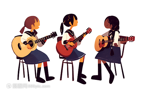 一起彈吉他的孩子們